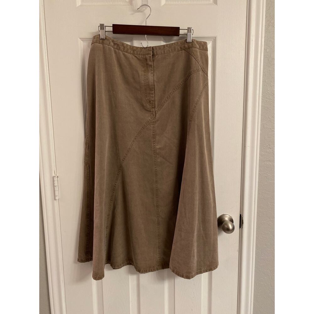 J. Jill Khaki Tan Tencel Blend Maxi Skirt Size 16 Coastal Grandma Cottagecore